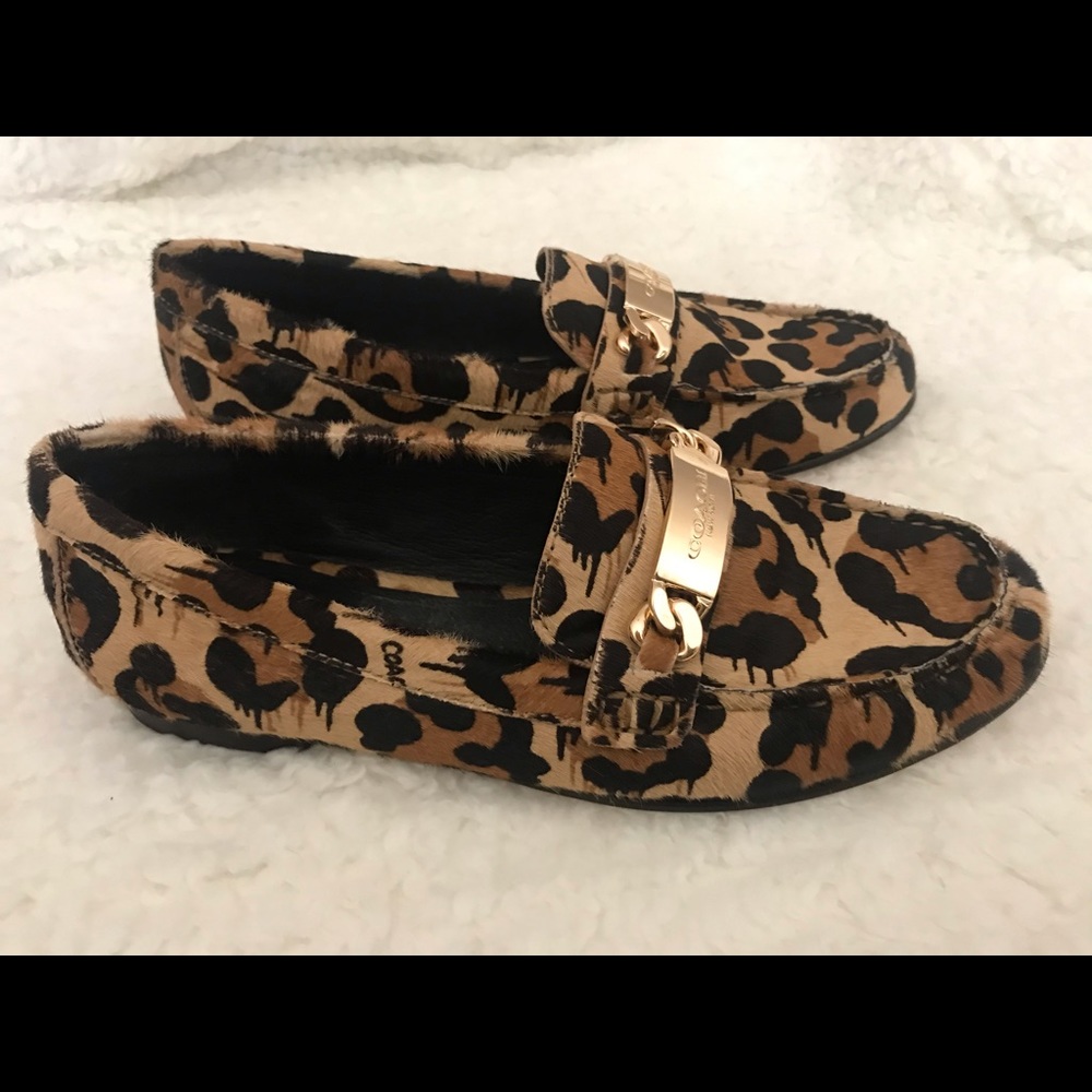 Coach Kimmie Calf Hair Ocelot Print Loafer S#07902